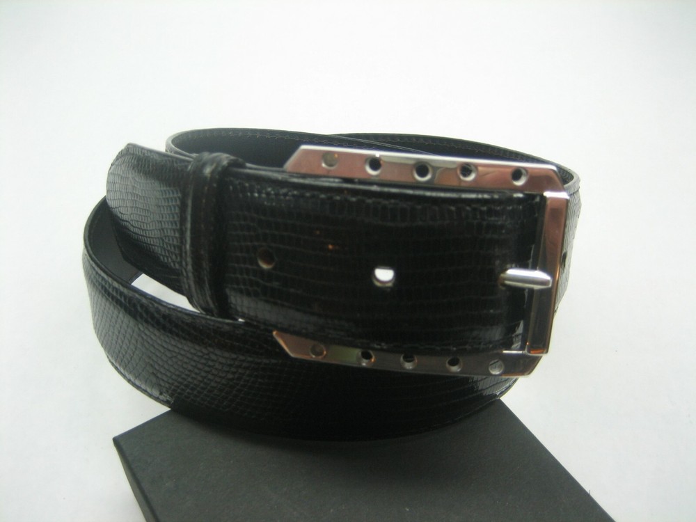 STERLING SILVER 925 BUCKLE WITH GENUINE LIZARD 1.5&Prime; BELT MADE IN U.S.A.