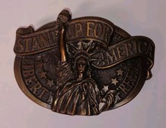 1984 The Great American Buckle Company Stand Up For America Belt Buckle