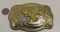 Men&rsquo;s Western Belt Buckle Gold Silver Tone 3D Flying Eagle Cowboy Rodeo Trophy