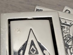 Belt Buckle Poker Royal Flush with Revolving Ace, Metal, Westside CA