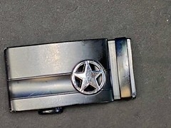 Star Military? Black And Silver Color Vintage Belt Buckle Marked NN