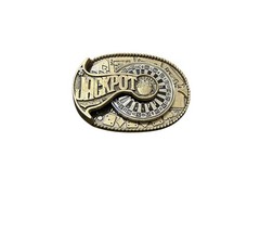 Vintage Jackpot Solid Brass Spinning Belt Buckle Collectible