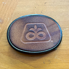 Vintage Pioneer Seeds Leather and Brass Belt Buckle
