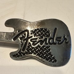 Fender silver guitar logo belt buckle metal antique finish fits 1.5&Prime; belt