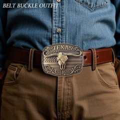 GRAERRY Cowboy Belt Buckle for Men Women Medium, 004 Bronze Texas 1836