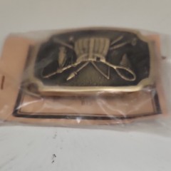 Solid Brass Hunting Theme Western Belt Buckle Gold Black Fits 1.5in Belt