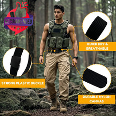 1/2 Pack Nylon Belts For Men Military Tactical Slide Plastic Buckle Belt