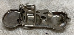 4&Prime; wide Figural Motorcycle W/ Saddle bag Silver color bikers belt buckle