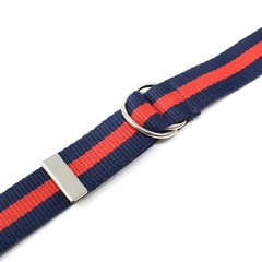 BC Belts Canvas Web Belt D-Ring Buckle 1.25&Prime; Large/XL (34-40 Waist), Navy/Red
