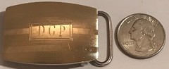 B.A.BALLOU & CO. STERLING/14K FRONT MONOGRAMMED “DGP” BUCKLE-1 3/4”X1 1/4”