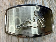 Mud Flap Sexy Girl Woman Silhouette Figure Silver Tone Trucker Biker Belt Buckle