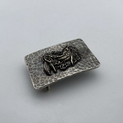 Vintage Old Silver Buckle,Mythology Dragon Fish- Auspicious Beast,Belt Hardwares