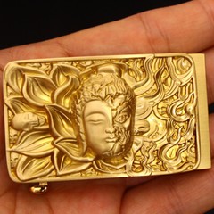2.3&Prime; Brass Carved Buddha Devil Head Belt Buckle Strap Fastener Buddhism Zen
