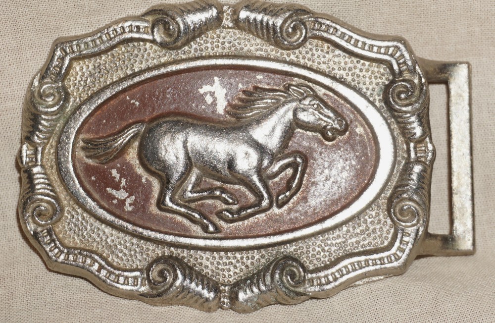 Mustang Western Style Belt Buckle Horse