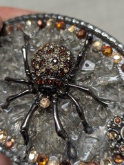 vintage BLACK WIDOW belt buckle RHINESTONE spider STUDDED western GLAM statement