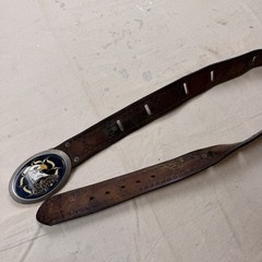 Vintage 50s 1960s Bald Eagle Blue Swirl Inlay Enamel Silver Men’s Belt Buckle