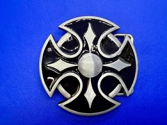 Maltese Celtic Iron Cross Religious Black Enamel Cutout Gothic Punk Belt Buckle