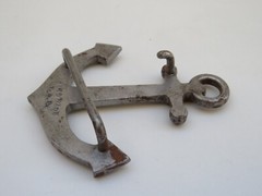 belt buckle vintage metal Anchor cracked sculpture signed T.O.S. TOS Handmade