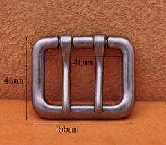 Men Heavy Duty Double Tongue Pin Prong Belt Buckle Fits 40MM Belt Strap Silver