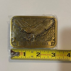 Freedom Is Not Free Brass Belt Buckle Eagle Flag Sponsor 2014 USA