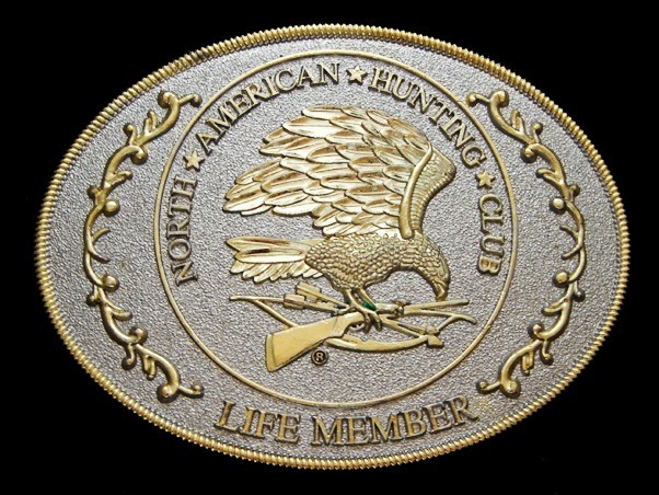 ND17131 VERY COOL **NORTH AMERICAN HUNTING CLUB LIFE MEMBER** BELT BUCKLE