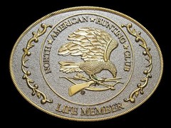 ND17131 VERY COOL **NORTH AMERICAN HUNTING CLUB LIFE MEMBER** BELT BUCKLE