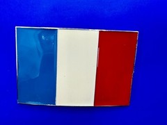 Flag of France French Country Blue White Red Enamel Patriotic Belt Buckle