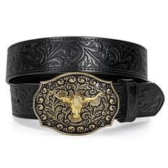 TRIWORKS Mens Western Cowboy Belt – Cowgirl Fit Size 34&Prime;-37&Prime;, Black