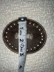 Western Cross Leather Belt Buckle Studded Engraved Oval Made In Spain 2.7 in