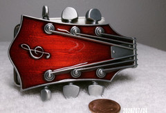 JEANS FRIEND MUSIC NOTE GUITAR BELT BUCKLE 3 3/4&Prime; L 2 5/8&Prime; WIDE FITS 1.5&Prime; BELT