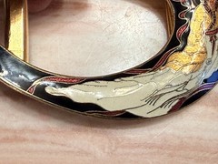 Cloisonne Enamel Buckle Asian Woman Butterfly Floral Goldtone
