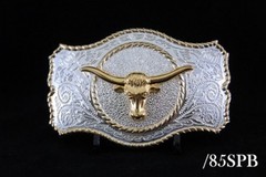 Western Cowboy OX Bull Head Belt Buckle 2 Tones Gold & Silver Color #85SPB