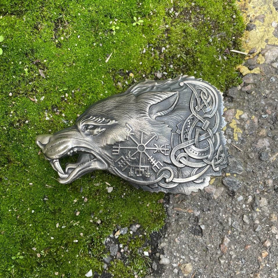 Mens Belt Buckle « FENRIR » Solid Handmade Brass Buckle Vintage Viking Brass Bucki
