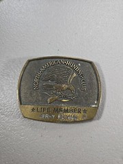 1981 Brass North American Hunting Club Life Member Jerry Renaud Belt Buckle