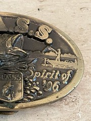 Vintage Spirit of ‘96 B.A.S.S Brass Color Belt Buckle Oval Bass Fishing USA