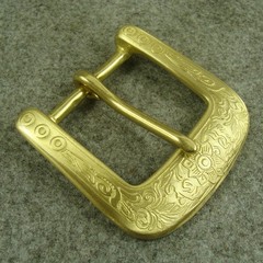 Solid Brass  » Floral  » Tongue Pin Belt Buckle + Loop for 1.5“ width Belt Z340