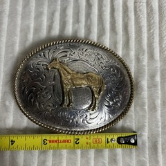 Vintage Montana Silversmiths Sterling Silver Plate ￼ Western Horse Belt Buckle