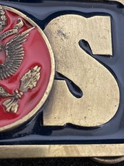 Belt Buckle WWII Eagle Crest Emblem Limited Edition American Blue & Red enamel