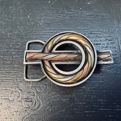 Vintage 1977 Bergamot Brass Works Tricolor Mixed Metal Twisted Rope Belt Buckle