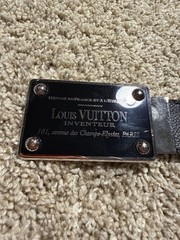 Authentic Louis Vuitton Reversible Belt M9632 Black Silver Damier Graphite