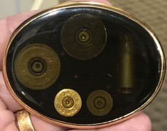 VINTAGE 1970S VON WEST~INLAID SHELL CASINGS~GUN BELT BUCKLE~FREE SHIPPING