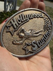 Hollywood Stuntmen Oval Metal Western Belt Buckle Bronze Antique Finish 1.5in