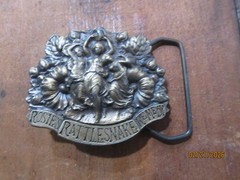 Vintage 1974 Rare Hard-to Find Rosie&rsquo;s Rattlesnake Remedy – Bergamot Belt Buckle