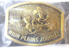 NEW /High Plains Journal Belt Buckle Cowboy Horse Newspaper Vintage 1992 Western