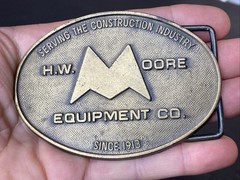 VTG BELT BUCKLE HW Moore Equipment Co Denver Colorado Construction Since 1913
