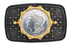 1921 Morgan Silver Dollar Pewter Silver Gold Color Belt Buckle EPBB254/8524