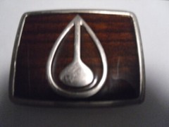 NIXON BROWN WOOD GRAIN SILVER METAL SKATER BELT BUCKLE