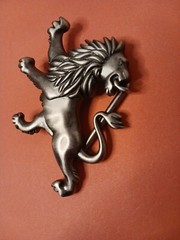 Lion Belt Buckle Pewter Brushed Nickel Angry 2 Inch Bar