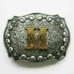 Initial Letter « M » Cowboy Rodeo Western Metal Belt Buckle