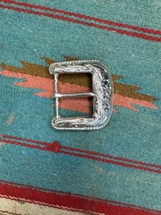 Vintage Western Cowgirl Floral Engraved Belt Buckle Rope Edge 41g